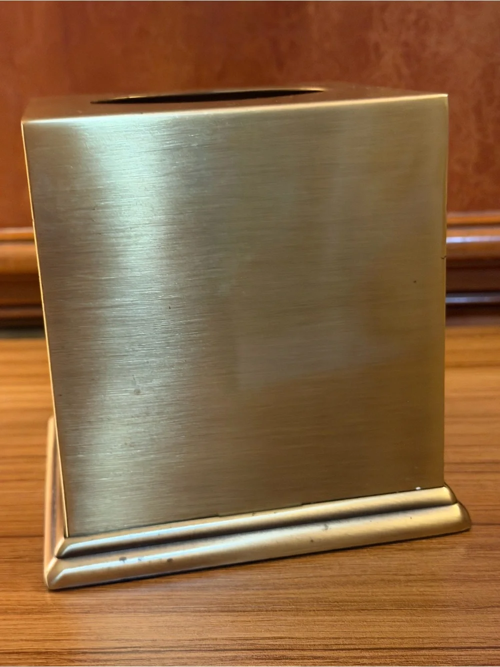 Vintage Matte Brass Square Tissue Box Cover Cube Hollywood Regency Vanity 6x6